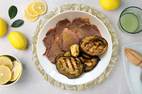 Arrostino limone e zenzero con melanzane