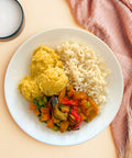 PIATTO UNICO VEGANO CON HUMMUS, RISO, VERDURE