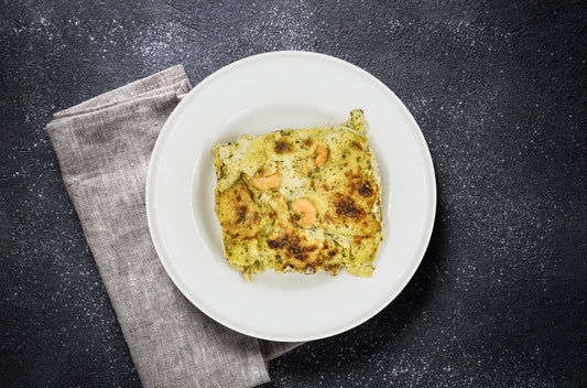 Lasagne pesto e gamberetti
