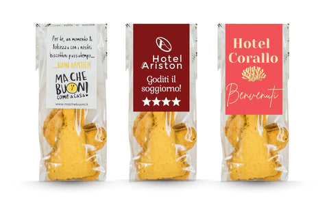 biscotti di benvenuto in hotel personalizzati con logo 